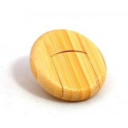 Okrągły pendrive w drewnianej obudowie
